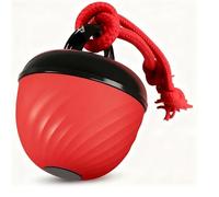 Interactive Dog Toys Ball, 2025 Smart Pet Puppy Ball with Ropes, Random Path Electric Puppy Toy, Training Toy, for Small Medium Large Dogs, Chew Proof for Aggressive Chewers (RED)