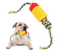 Interactive dog toys for boredom - non-toxic gravy bones for dogs with toothbrush and toothpaste, bite-resistant chew toys easy to clean (Yellow+Red+string)