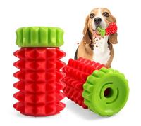 Interactive dog toys for boredom - non-toxic gravy bones for dogs with toothbrush and toothpaste, bite-resistant chew toys easy to clean (Yellow+Red)