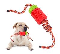 Interactive dog toys for boredom - non-toxic gravy bones for dogs with toothbrush and toothpaste, bite-resistant chew toys easy to clean (Red+Green+string)