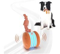 Interactive Dog Toys,Interactive Cat Toy Ball Self-Rolling Dog Toy Ball with Rope Tug Dogs Balls Electric Automatic Moving Electric Moving Toys for Indoor Outdoor Play for Boredom Relief (Orange)