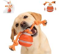 Interactive Dog Toys, Motion-Activated Interactive Dog Toy with Bird Chirping Sounds, Smart Automatic Active Rolling Ball with Chew Ropes for Small Medium Large Dogs (Orange)
