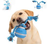 Interactive Dog Toys, Motion-Activated Interactive Dog Toy with Bird Chirping Sounds, Smart Automatic Active Rolling Ball with Chew Ropes for Small Medium Large Dogs (Blue)