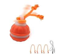 Interactive Dog Toys, Moving Vibrating Dog Ball for Boredom Vibrating 3 Adjustable Speed Modes with Tail LED Lights for Dogs Indestructible Rechargeable Giggle Ball for Small Dogs with 2 Chew Ropes
