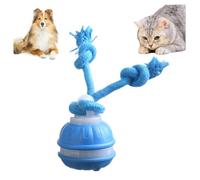Interactive Dog Toys with Bird Sounds, Active Rolling Ball with Tail for Dogs, Automatic Moving Dog Toy, Rechargeable Moving Pet Ball with Chew Ropes for Puppies and Pet (Blue)