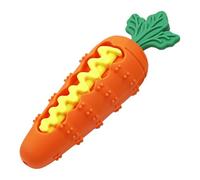 Interactive Dog Treat Dispenser, Silicone Squeaky Teething and Cleaning Toy for Puppies, Chew-proof Carrot Shape, Automatic Feeder Teething Ring for Large Medium Small Dogs
