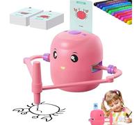 Interactive Drawing Robot for Kids, 2025 New Smart Drawing Robot with 100 Word Cards&12 Colorful Pens, Voice Interaction, Drawing Guidance for 3-8 Boys Girls (Pink)