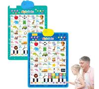 Interactive Educational 2025 New Talking Wall Chart for Kids - English & Spanish Learning Poster with Songs, ABCs, Numbers, Animal Words & Piano (2pcs,f)