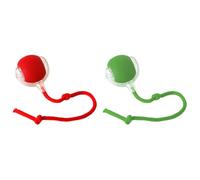 Interactive Electric Automatic Rolling Moving USB Rechargeable Self Activated Play Stimulation Toy Smart Chase Teaser Ball with Speedy Tail Rope for Bored Adult Indoor Cats and Dogs-Red+Green