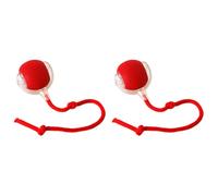 Interactive Electric Automatic Rolling Moving USB Rechargeable Self Activated Play Stimulation Toy Smart Chase Teaser Ball with Speedy Tail Rope for Bored Adult Indoor Cats and Dogs-2PCS Red