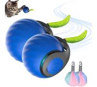 Interactive Electric Rolling Ball with Teasing Tail, Starkball 3.0 Cat Toy, 2025 New Imitation Mouse Smart Self Rolling Cat Ball Toys for Cats Lover (Blue-2PCS)