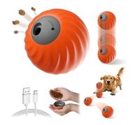 Interactive Enrichment Dog Toys Ball for Boredom, Treat Dispensing Self Moving Puzzle Balls for Small Medium Large Dogs Puppy, Rechargeable Slower Feeding Pet Birthday Present Indoor Outdoor (Orange)