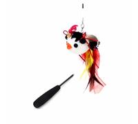 Interactive Extendable Cat Wand Toy - Handmade Feather Bird Attachment Inspired by Chinese Mythology with Bell - Lightweight 16g Telescopic Wand with Soft EVA Grip - Fun Exercise for Indoor Cats