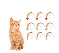 Interactive Feather Ball Toy Set for Indoor Cats - 6/9 Pack Elastic Cat Balls with Feathers, Durable Silicone Kitten Toys for Exercise, Quiet Bouncing & Play (9-Pack)