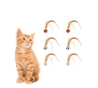 Interactive Feather Ball Toy Set for Indoor Cats - 6/9 Pack Elastic Cat Balls with Feathers, Durable Silicone Kitten Toys for Exercise, Quiet Bouncing & Play (6-Pack)