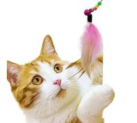 Interactive Feather Cat Teaser Stick Fun Pet Toy For Kittens Entertaining Bell Feather Fish Wand Cat Accessories(Pink Feather 1Pc)