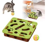 Interactive Feeding Game Cat Puzzle Toy, Mental Stimulation Treat Dispenser Game for Boredom Relief Brain Training, 12x12 Inches Dispenser with Slow Feed, Enrichment Puzzles Box (Green)