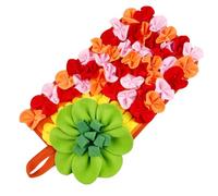 Interactive Feeding Mat for Small Animals - Fun Flower-Shaped Snuffle Mat for Rabbits, Guinea Pigs, Hedgehogs & Small Dogs, Stimulates Natural Foraging Instincts (Red)