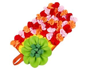 Interactive Feeding Mat for Small Animals - Fun Flower-Shaped Snuffle Mat for Rabbits, Guinea Pigs, Hedgehogs & Small Dogs, Stimulates Natural Foraging Instincts (Red)