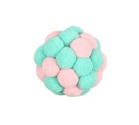 Interactive Feline Toy Ball with Built-in Jingling Bell, Soft Plush Macaron Colourful Chasing Ball for Indoor Cats and Kittens, Durable Bite-Resistant Hand-Stitched Exercise Toy Light Green