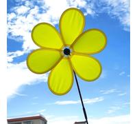 Interactive Flower Windmill for Kids' Gardens or Play Areas, Spins Automatically in the Wind (yellow)