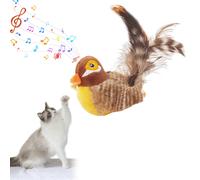 Interactive Flying Bird Cat Toy with Flapping Wings and Realistic Chirping - Plush Sparrow Catnip Toy for Cats and Dogs