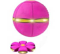 Interactive Flying Saucer Dog Toy with 6 Lights-Perfect Light-Up Ball for Dogs, Moving & Rolling Play, Soccer Ball for Dogs, Doggy Delight disc, pop-up Ball for Dogs (Pink)
