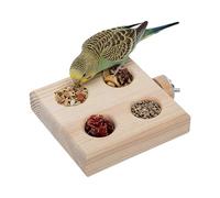 Interactive Foraging Toys, Natural Wooden Feeder, 12 Inches Bird Foraging Toy with Hanging Hooks, Solid Wood Chew Toy with Safe Finish, Bird Cage Accessories with Puzzle Design, Enrichment Feeding