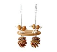 Interactive Funny Chewing Swing Bird Toy Made of Natural Pine Wood and Cork Steel - Enrichment for Cockatiels, Budgies, Parakeets, Macaw, Myna Accessories | Pigeon Canary