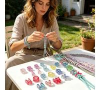 Interactive Game Toy Bead Weaving For DIY Jewelry Making - Includes Assorted Beads Strings And Easy Instruction For Kids And Adults Craft Projects (E, 21X17MM)