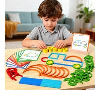 Interactive Game toy Montessori Smart Sticks 120Pcs Wooden Pattern Shape Puzzles Spelling 、 And Art In One Creativity Imagination And Focus Stay From Screens (White, 23X16. 8X3. 5cm)
