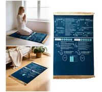 Interactive Guided Muslim Prayer Mat, Salah Learning Janamaz for Kids and Adult Beginners, Foldable & Non-Slip, Islamic Revert Gift (Blue, 65x110cm)