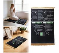 Interactive Guided Muslim Prayer Mat, Salah Learning Janamaz for Kids and Adult Beginners, Foldable & Non-Slip, Islamic Revert Gift (Black, 65x110cm)