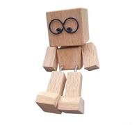 Interactive Handmade Wooden Man Figurine with Rocking Movement, Decorative Wooden Ornament for Car and Desk, Fun Addition to Office Desk or Vehicle (A)