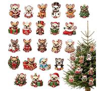 Interactive Holiday Advent Decoration, 24 Day Christmas Countdown Calendar | French Bulldog Ornament For Daily Holiday Display, Festive Countdown Decor For Home, Office, Dormitory, Apartment, Bedroom An