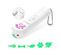 Interactive indoor cat toy, rechargeable teasing wand with classic light and 5 green patterns