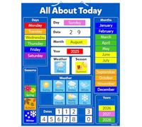 Interactive Kids' Magnetic Calendar 'All About Today' Board 32x40cm - Durable Educational Tool with Strong Magnets, Customizable Spare Pieces, Wipe-Clean Surface & Hanging Loop for Home/School