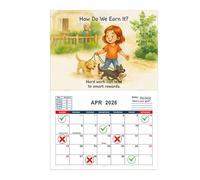 Interactive Learning Calendar 2026 - Financial Literacy Planning Calendar for Kids - Home Planning Accessory and STEM Learning Tool