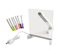 Interactive LED Acrylic Message Board with 7 Colorful Pens Adjustable Stand for Drawing and Messaging Dry Erase for Home or Office 21.4x21.4x4CM Transparent Suitable for Kids and Adults(medium)