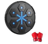 Interactive LED Music Boxing Target - Reflex & Speed Training Pad Wall-Mounted LED Boxing Trainer with Music Sync for Fitness & Fun Improve Reflexes, & Rhythm Black