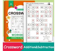 Interactive Math Addition & Subtraction Workbook for Kids,Math CrossWord Puzzles Workbook,Handwritten Math Practice