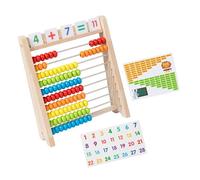 Interactive Math Learning Tool Wooden Abacus with Colored Counting Beads Number Cards and Operations Table for Toddler Kids Math Learning Toy