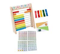 Interactive Math Learning Tool Wooden Abacus with Colored Counting Beads Number Cards and Operations Table for Toddler Wooden Calculator