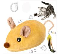 Interactive Mouse Cat Toy, Interactive Cat Toys Mouse for Indoor, Moving Cat Toy Mouse, Electric Automatic Moving Mouse Cat Toy Self Play with Feather & Bell, Prank Joke Scary Trick Rats for Cats
