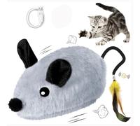 Interactive Mouse Cat Toy, Interactive Cat Toys Mouse for Indoor, Moving Cat Toy Mouse, Electric Automatic Moving Mouse Cat Toy Self Play with Feather & Bell, Prank Joke Scary Trick Rats for Cats Dog