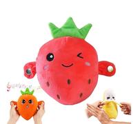 Interactive Music Plush Toy, Interactive Fruit Sensory Plush Toy, Fun & Playful Sound-Activated Toys for Aldult, Featuring Touch Activated Music Rhythm Banana Plushs, for Kids Adults(Strawberries)