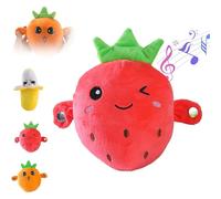 Interactive Music Plush Toy, Touch-Sensitive Fruit Body-Sensing Doll with 15 Sound Modes, Induction Singing Sensory Toy for Toddler Early Education and Family Group Play Games (Strawberries)