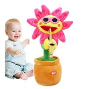 Interactive Musical Decor - MusicaLl Talking Flower | Glowing Talking Repeatinng Recording, Saxophone Soft Plush, Party Favors Throw Pillow, 200 Songs Musical Funny Gift for Kids 18 Months+