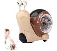 Interactive Musical Snail Toy Light-Up Crawling Snail Toddler Sensory Toy Automatic Crawling Snail Toy Toys for Baby 1 2 3 Year Old Boys Girls Snail Toys Gift for Boys Girls 1-3 Birthday Gift (Brown)