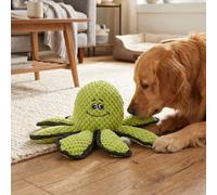Interactive Octopus Squeaky Dog Chew Toy Engaging Crinkle for Teething Puppies 10x26cm (Green)